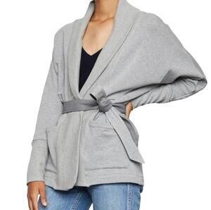 Bailey 44 Olivia Jacket Heather Grey Leather Trim Size Small